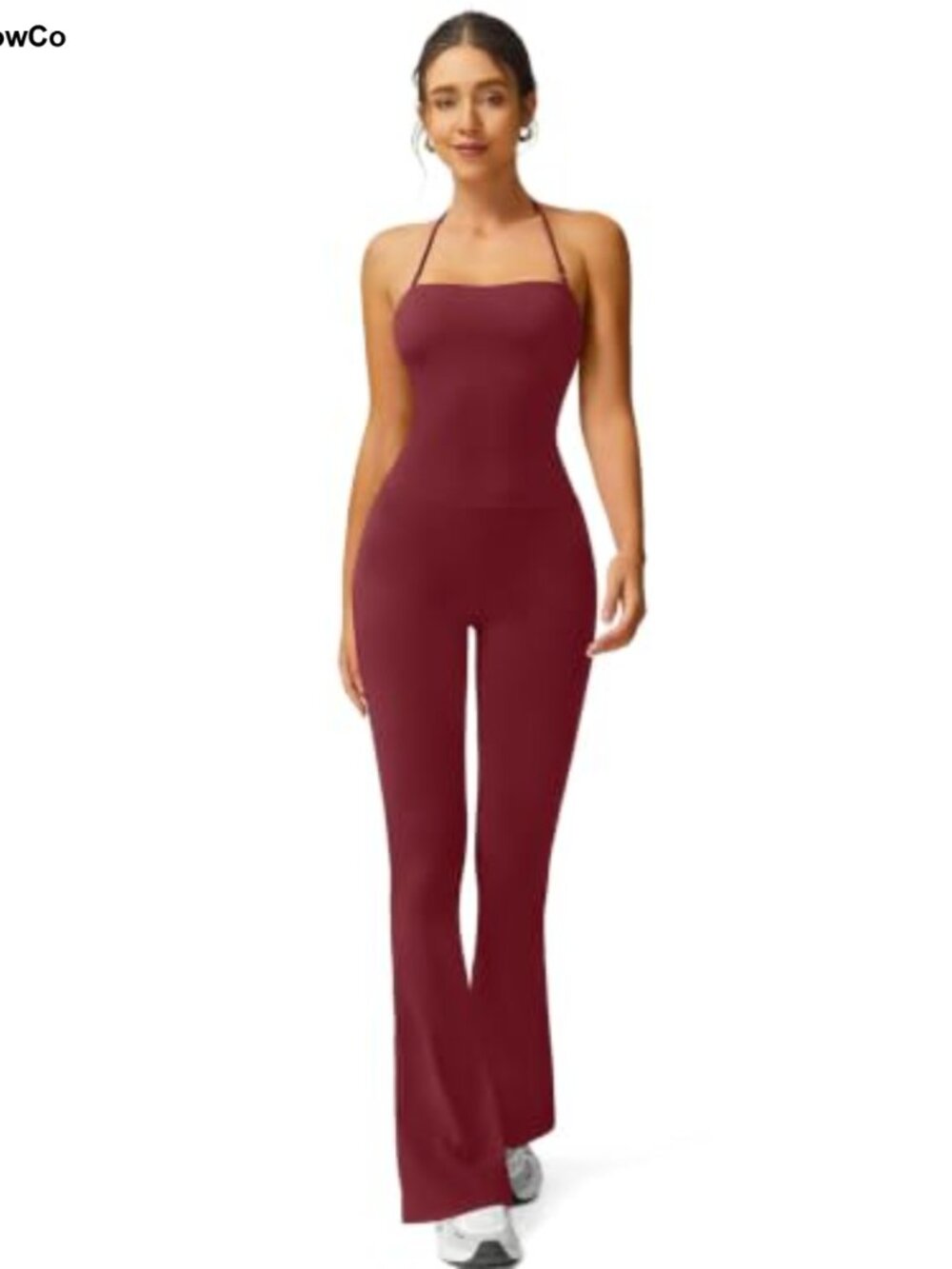 Women's Halter Flare Leg Yoga Jumpsuit Bootcut Workout Onesie Athletic